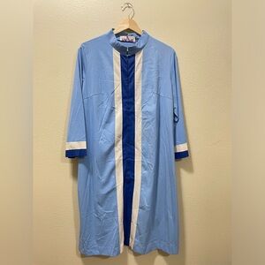 Vanity fair 
Light Blue Tunic Dress with Navy & White Center Stripe